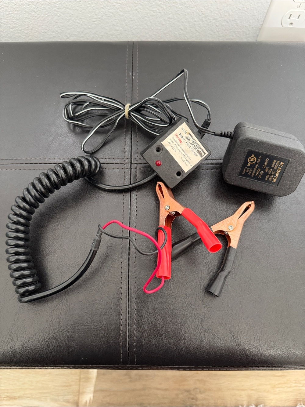 Battery Charger Clip Set with Coiled Cable and Adapter